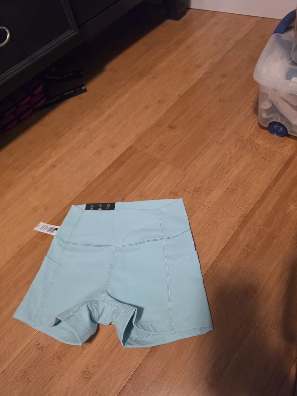TNA Light Blue High-Rise Athletic Shorts